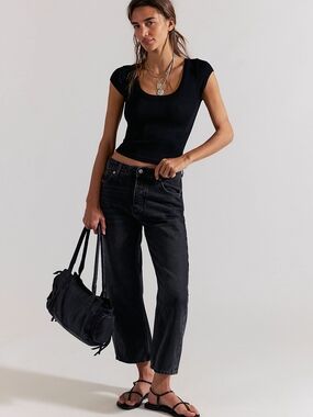 Black High-Rise Straight Leg Women Jeans